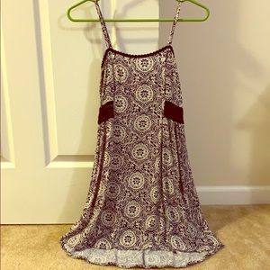 Blue and white print dress